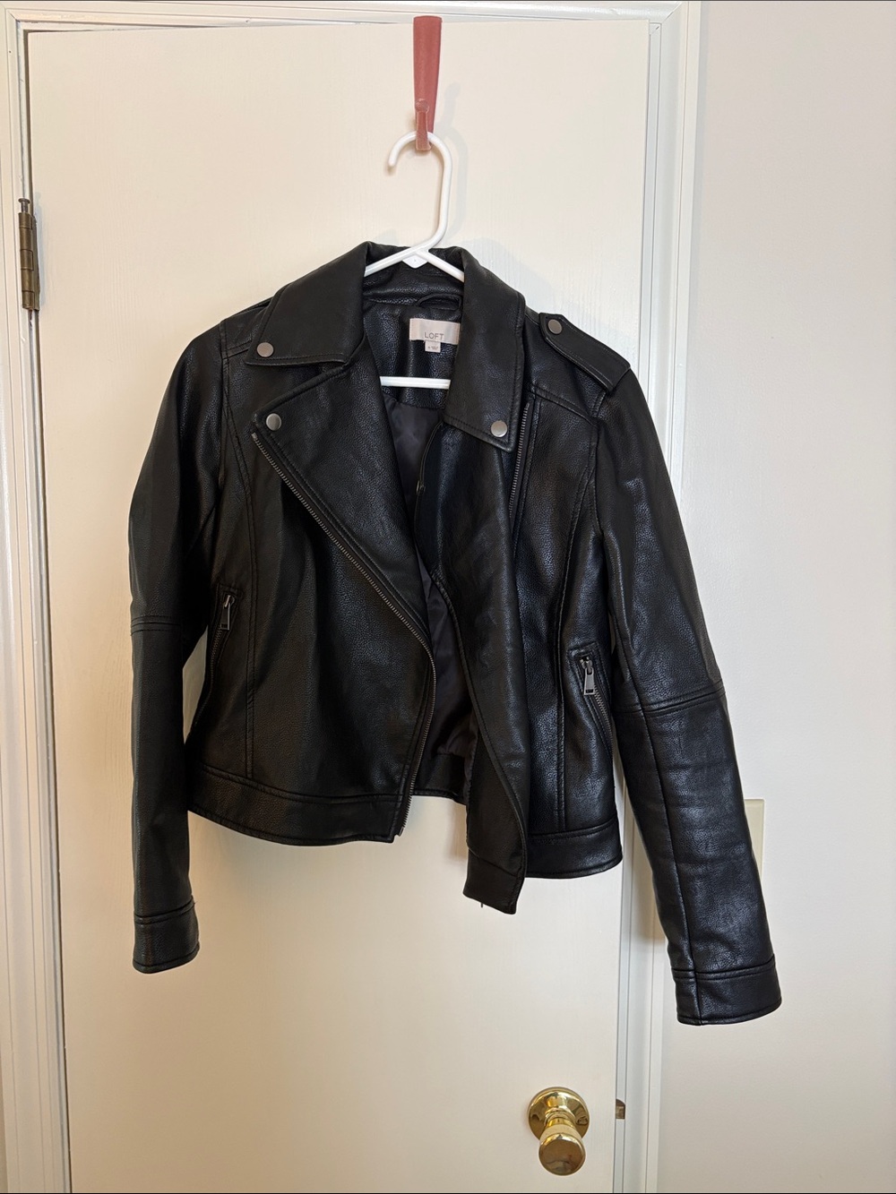 LOFT Black Faux Leather Moto-Style Jacket